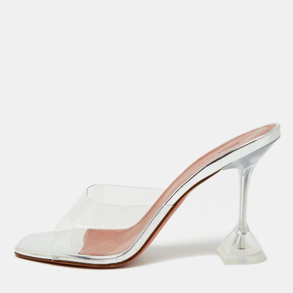 Amina Muaddi Lupita Size 40.5 Transparent Pvc Slide Sandals